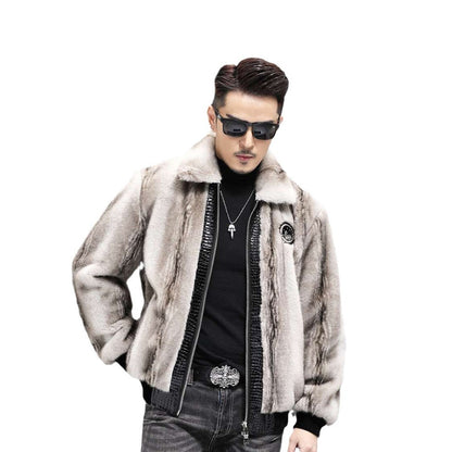 Zipper Cardigan Spliced Faux Leather Men Long Sleeve Jackets Turn Down Collar Coat Long Sleeve High Street 2025 Autumn Slim