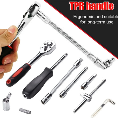 Kit de Ferramentas de Reparo Automotivo 46 Peças, Caixa de Ferramentas de Chave Catraca Combinada, Jogo de Ferramentas para Manutenção Automotiva e Reparo de Soquetes Veiculares