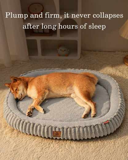 Flannel Dog Bed Autumn Winter Thickening Warmth Ellipse Dog Sofa Beds Bottom Detachable Soft Plush Pet Pad Dogs Accessories