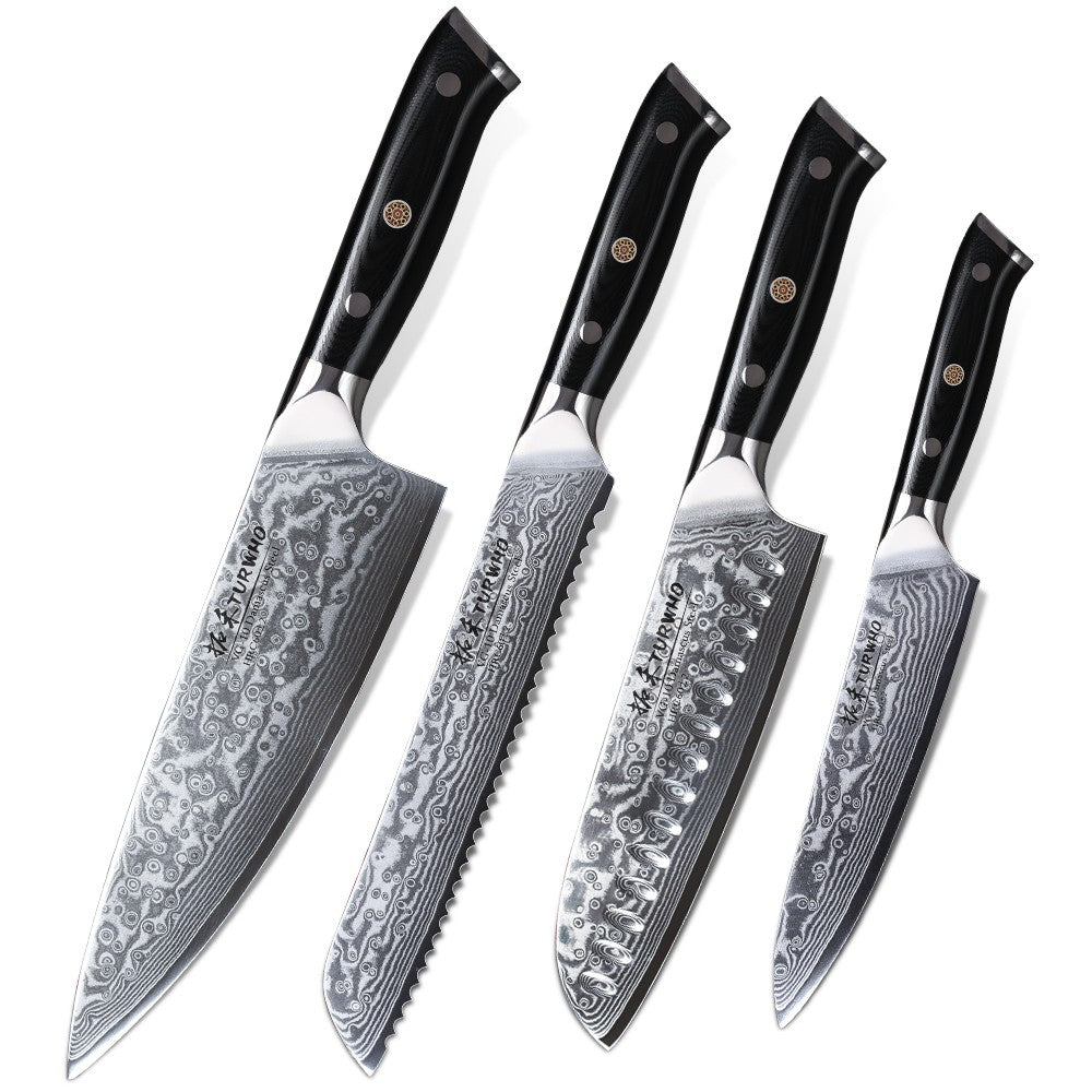 TURWHO Chef Knife 1-5 PCS Kitchen Knives Set 67 Layer Damascus Steel Japanese Nakiri Santoku Cleaver Slicing Bread Utility Knife