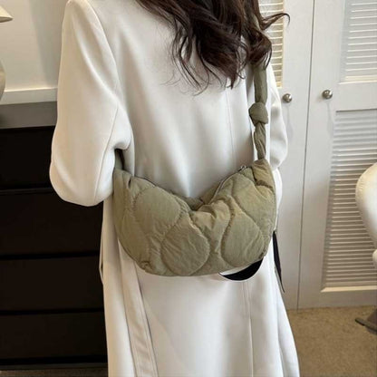 Puffer Shoulder Bag for Women Soft Down Cotton Padded Tote Handbag Purse Quilted Cross Body Bag Solid Color Bubbles Cloud Bag