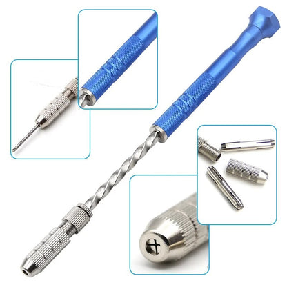 Broca de torção manual semi-automática azul estendida de 0,5-3 mm, ferramenta de perfuração de placa de circuito de plástico âmbar, conjunto de brocas de torção