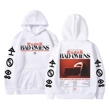 2025 Autumn/winter Bad Omen Band Peace of Mind Dead Music Album Printed Hoodie Men's Pure Cotton Rock Retro Warm Sweatshirt