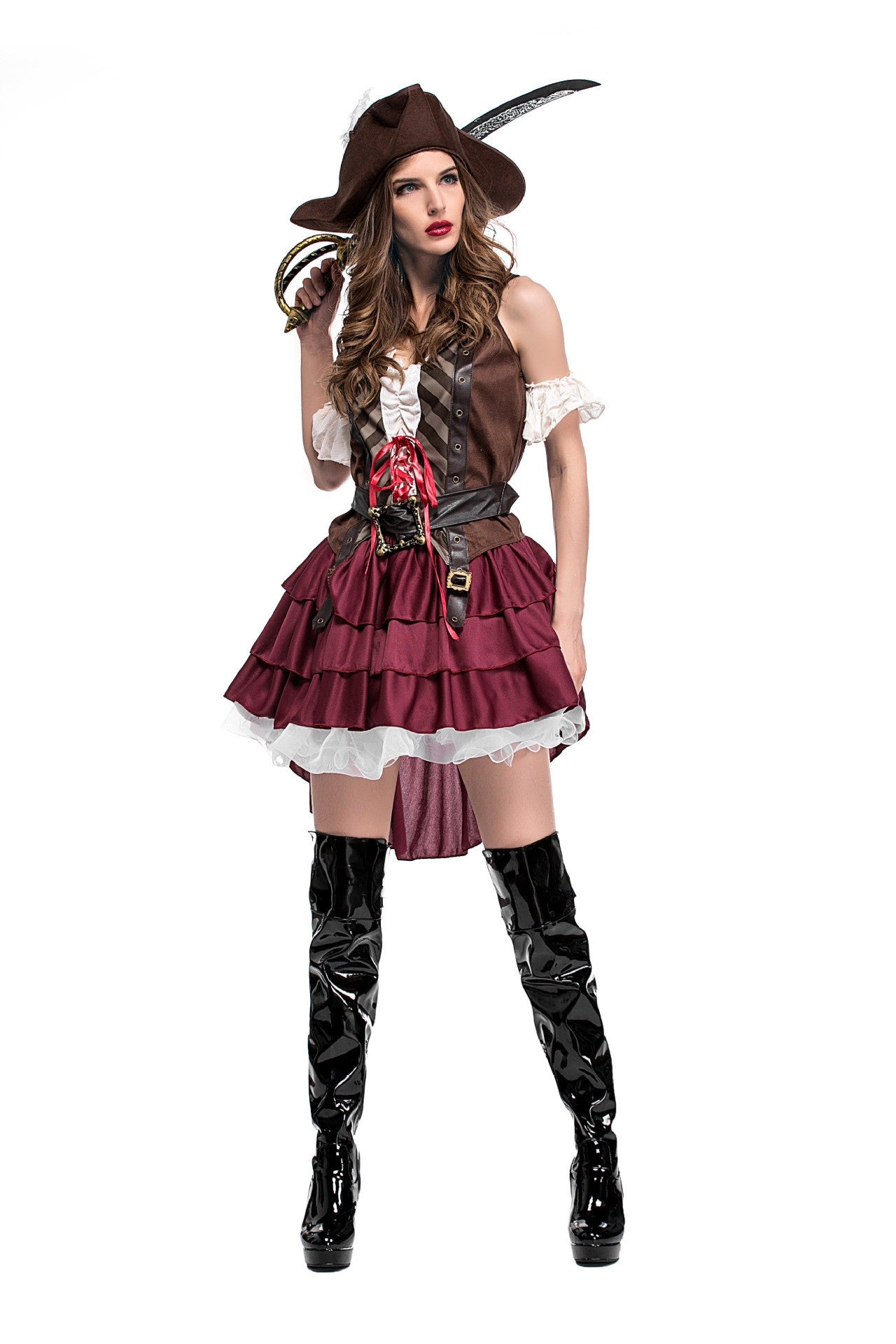 Adult Female Halloween Pirate Costume Captain Jack's Role-playing Costume Theatrical Stage Pirate Performance