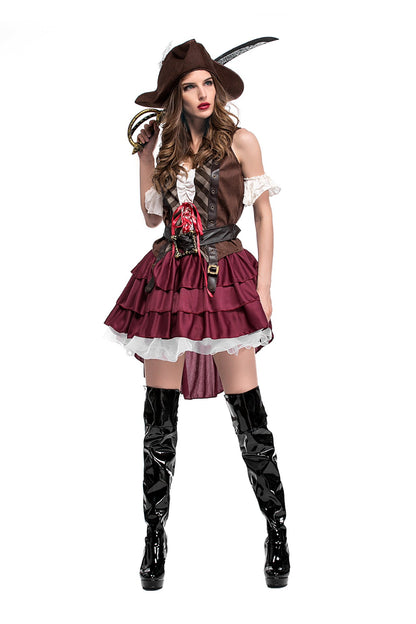 Adult Female Halloween Pirate Costume Captain Jack's Role-playing Costume Theatrical Stage Pirate Performance