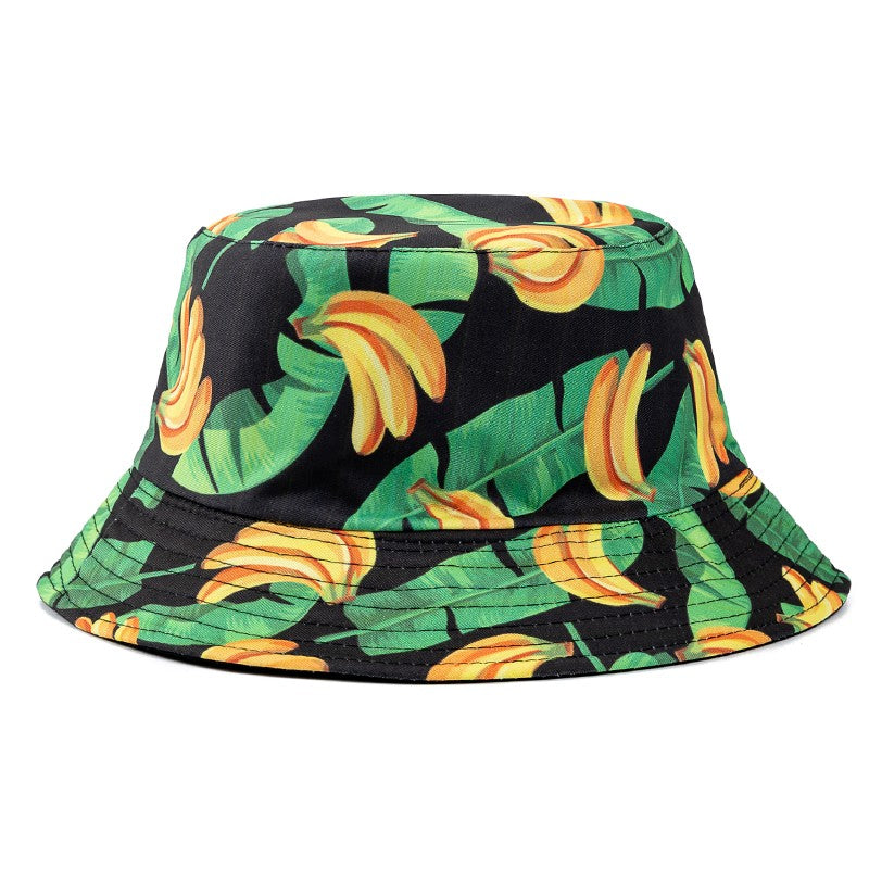 Chapéu Bucket Unissex Quente de Verão com Estampa de Frutas, Dupla Face, Chapéu de Sol Feminino, Chapéu Panama Clássico Masculino