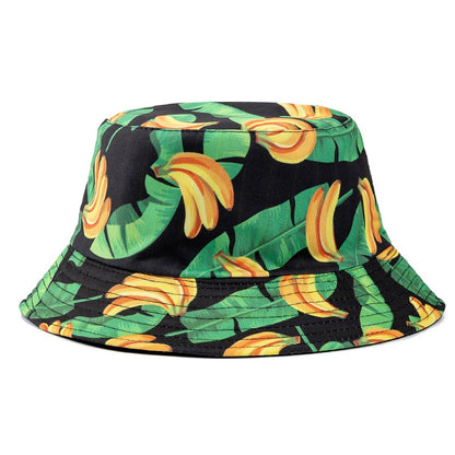 Chapéu Bucket Unissex Quente de Verão com Estampa de Frutas, Dupla Face, Chapéu de Sol Feminino, Chapéu Panama Clássico Masculino