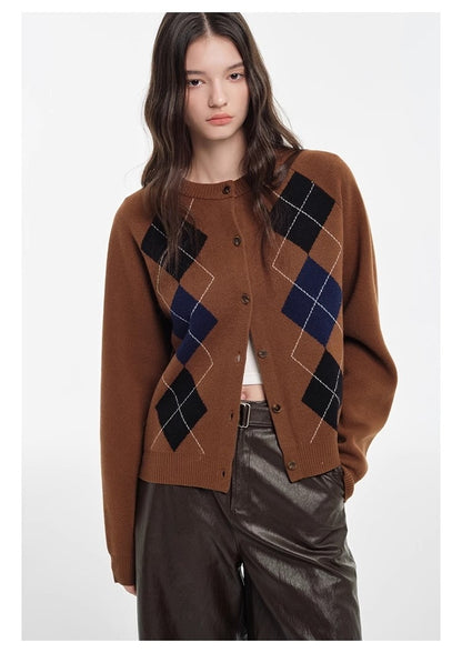 College style sweater 100% Australian Wool Sweaters Large Size Cardigan High-grade Women's Autumn Winter Fashion Knitwear