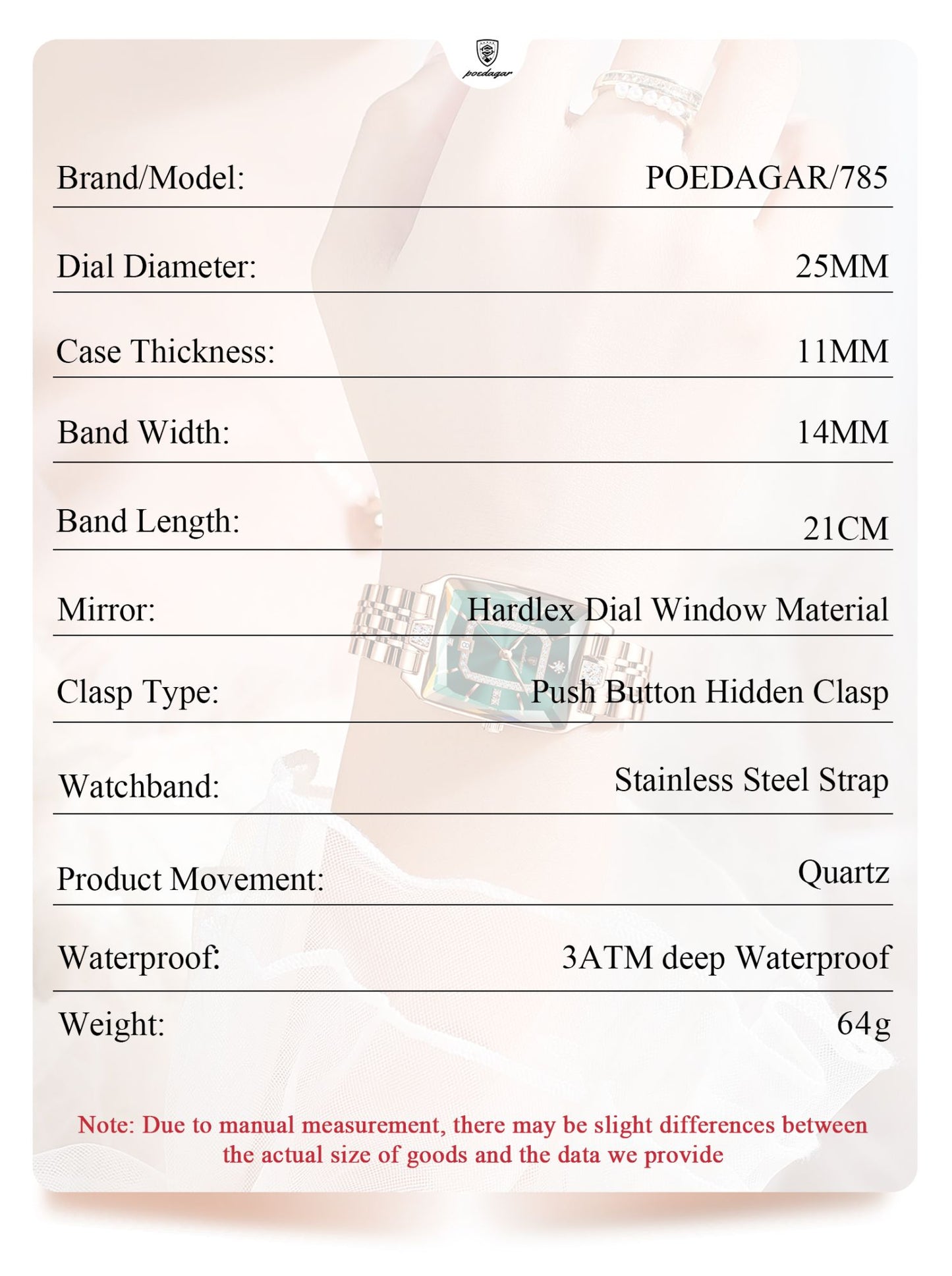 POEDAGAR Luxury Brand Ladies Wristwatch Waterproof Stainless Steel Date Women Watch Casual Fashion Quartz Women’s Watches Reloj