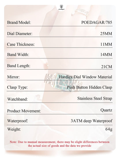 POEDAGAR Luxury Brand Ladies Wristwatch Waterproof Stainless Steel Date Women Watch Casual Fashion Quartz Women’s Watches Reloj