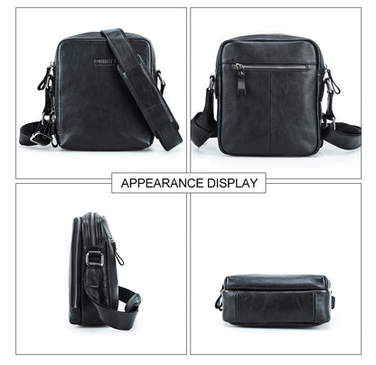 CONTACT'S Genuine Leather Men's Messenger Bag Vintage Sling Shoulder Bags for 7.9" iPad Mini High Quality Male Crossbody Bag Men