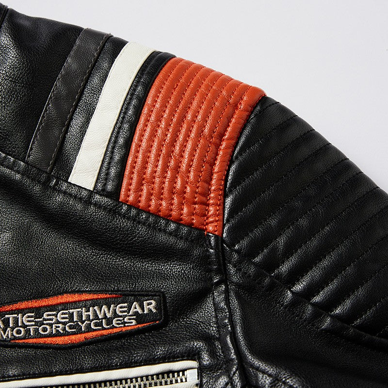 Mens Vintage Motorcycle Jacket 2023 Men Fashion New Biker Leather Jacket Male Embroidery Bomber Coat Winter Fleece Pu Overcoat