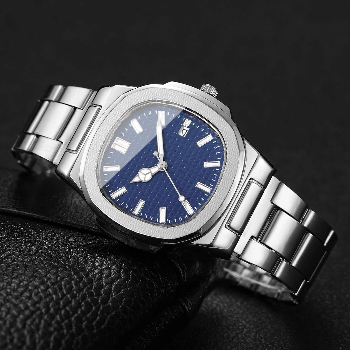 Luxury Square Men Business Watches Calendar Mens Quartz Watch Clock Gift Reloj Hombre?Without Box?
