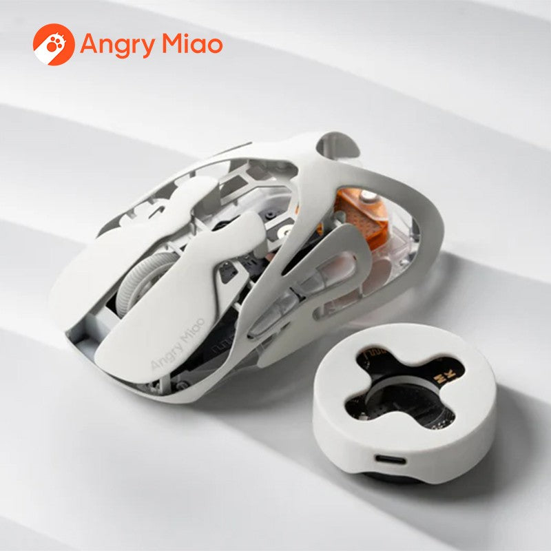 Mouse Gamer Sem Fio Angry Miao Infinity Troca a Quente Metal Ultraleve Oco PAW3950 Dual 8K Com Fio Três Modos