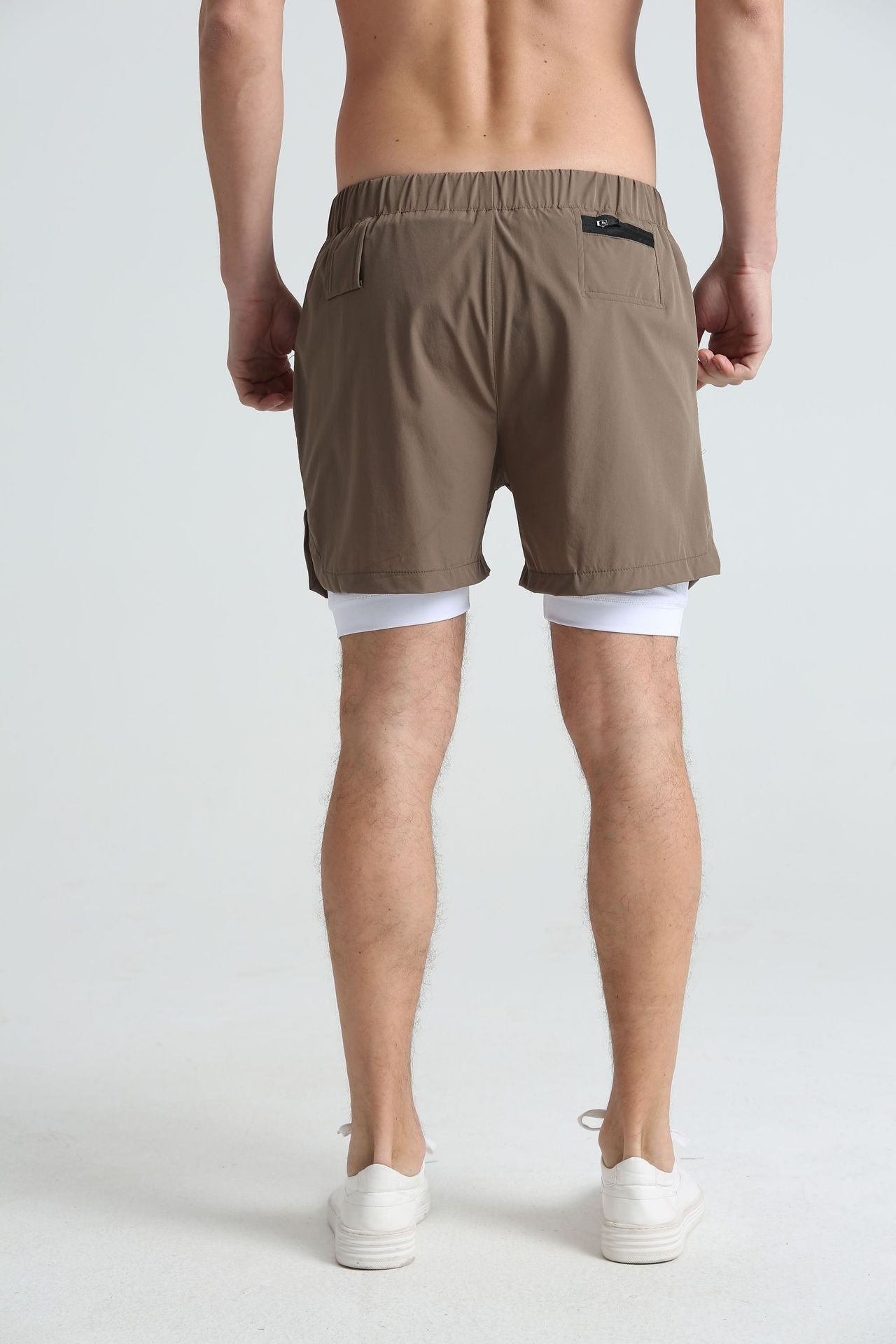 Men's sports double-deck shorts Fitness Quick Dry Training Shorts Casual 2 In 1 Multi-pocket sweatpants Men Gyms Running shorts