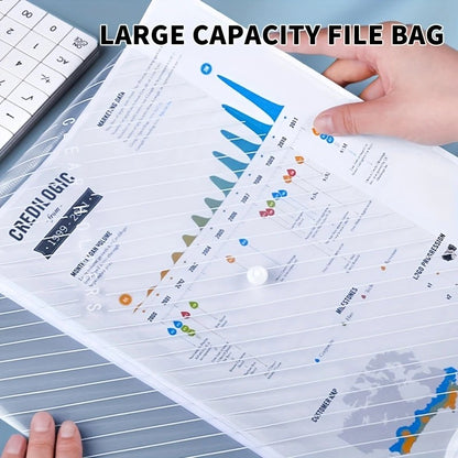 5/20pcs, A4 File Bag, Clear Plastic, Large Capacity And Snapshot Button, Perfect For School Office And Home