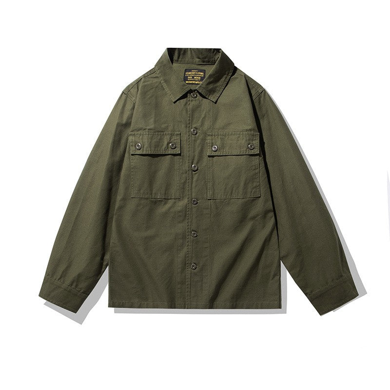 2025 Spring Men's Tiger Stripe Camo Camouflage Cargo Shirt Fashion Work Engineer Long Sleeved Shirt Jacket With Double Pockets