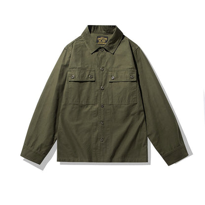 2025 Spring Men's Tiger Stripe Camo Camouflage Cargo Shirt Fashion Work Engineer Long Sleeved Shirt Jacket With Double Pockets