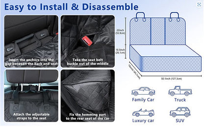 Capa de Assento de Carro para Cachorro Impermeável Transportador de Pet para Viagem Rede para Cães Pequenos Médios Grandes Tapete de Segurança para Banco Traseiro do Carro