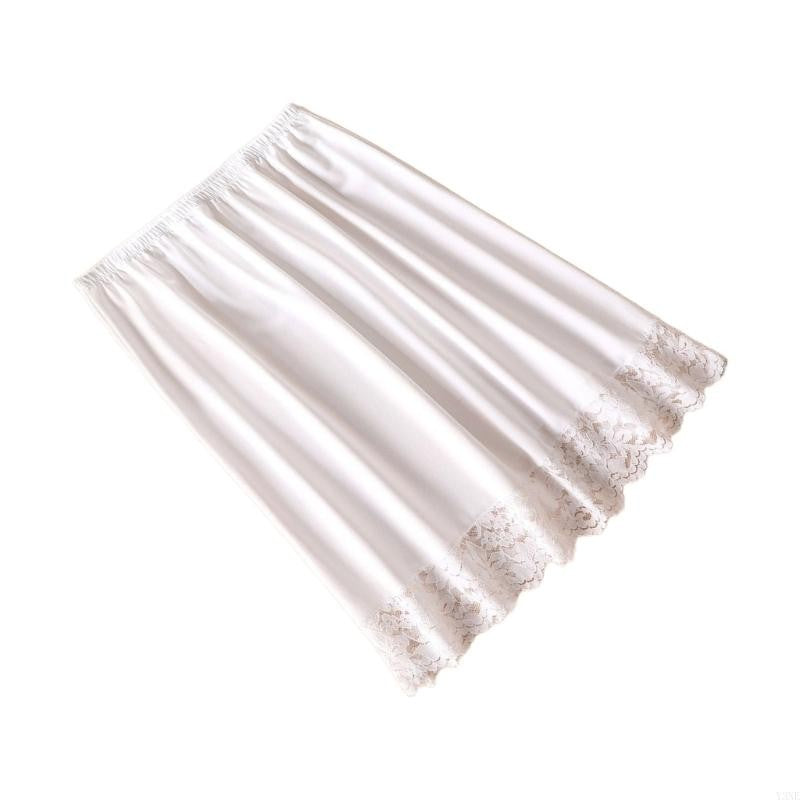 Y3NE Elastic Waist Knee Length Half Slips for Women Under Dresses Invisible Underskirt Basic Solid Color Lace Trim Petticoat