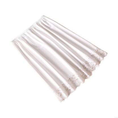 Y3NE Elastic Waist Knee Length Half Slips for Women Under Dresses Invisible Underskirt Basic Solid Color Lace Trim Petticoat