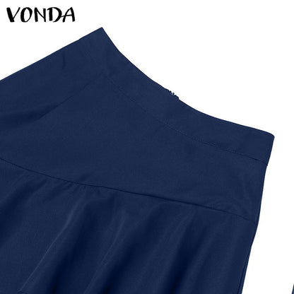 VONDA Plus Size Women Party Skirt 2024 Street High Waist Fashion Multi Layered Ruffled Hem Long Maxi Skirts Elegant Swing Bottom
