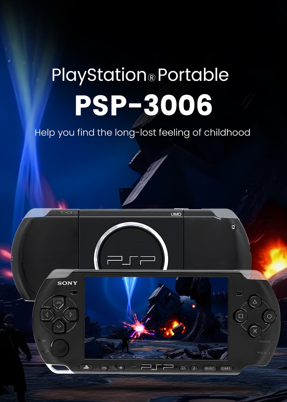 Original Sony PSP 3000 Handheld Game Console PlayStation Portable PSP-3006 Arcade Game Console Holiday Gift with Free Games