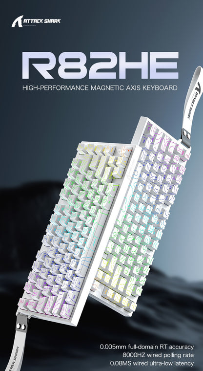 ATTACK SHARK R82 HE Magnetic Keyboard Gaming 8000Hz Rapid Trigger Wired ProGamer 75% Keyboard,0.005mm RT Accuracy,0.08ms Latency
