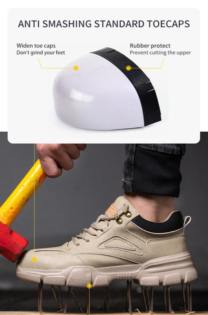 Sapatos de Segurança Masculinos de Alta Qualidade com Fivela Rotativa de Arame de Aço, Tênis de Trabalho Indestrutíveis, Antiesmagamento, Antiperfuração