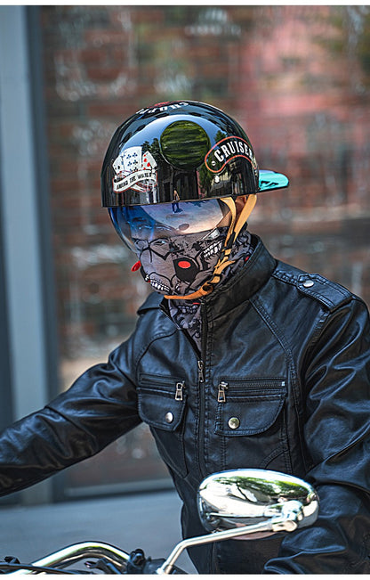 Boné de beisebol com personalidade retrô de gângster para homens e mulheres, capacete de motocicleta, capacete de beisebol, capacete de carro elétrico, meio capacete