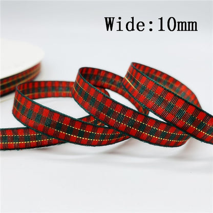 5yards/Lot 10mm 25mm Plaid Ribbon Christmas Decor Ribbon For Handmade Design Christmas Decoration DIY Gift Wrapping