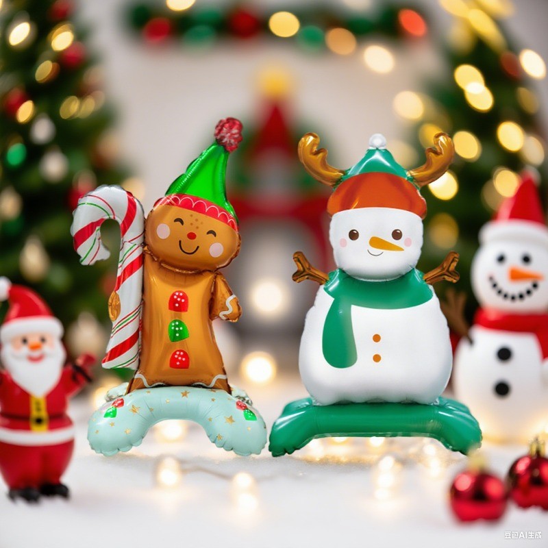Large Christmas Standing Balloons Christmas Aluminum Film Balloon Santa Claus Snowman Balloon for New Year Xmas Party Home Decor