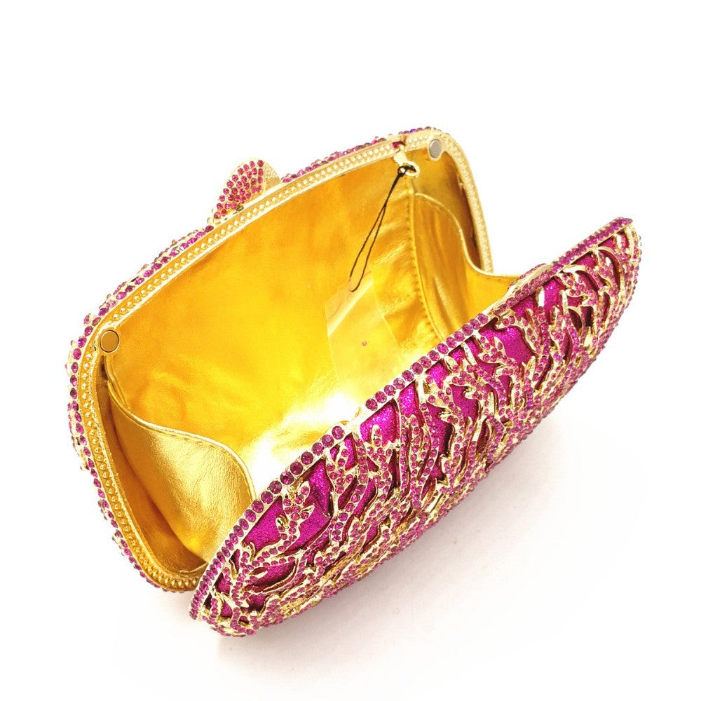 female Hollow Out Golden/black/gray Diamond Wedding Party Handbag Purse Women Crystal Clutch Evening Minaudiere Bag mom gifts