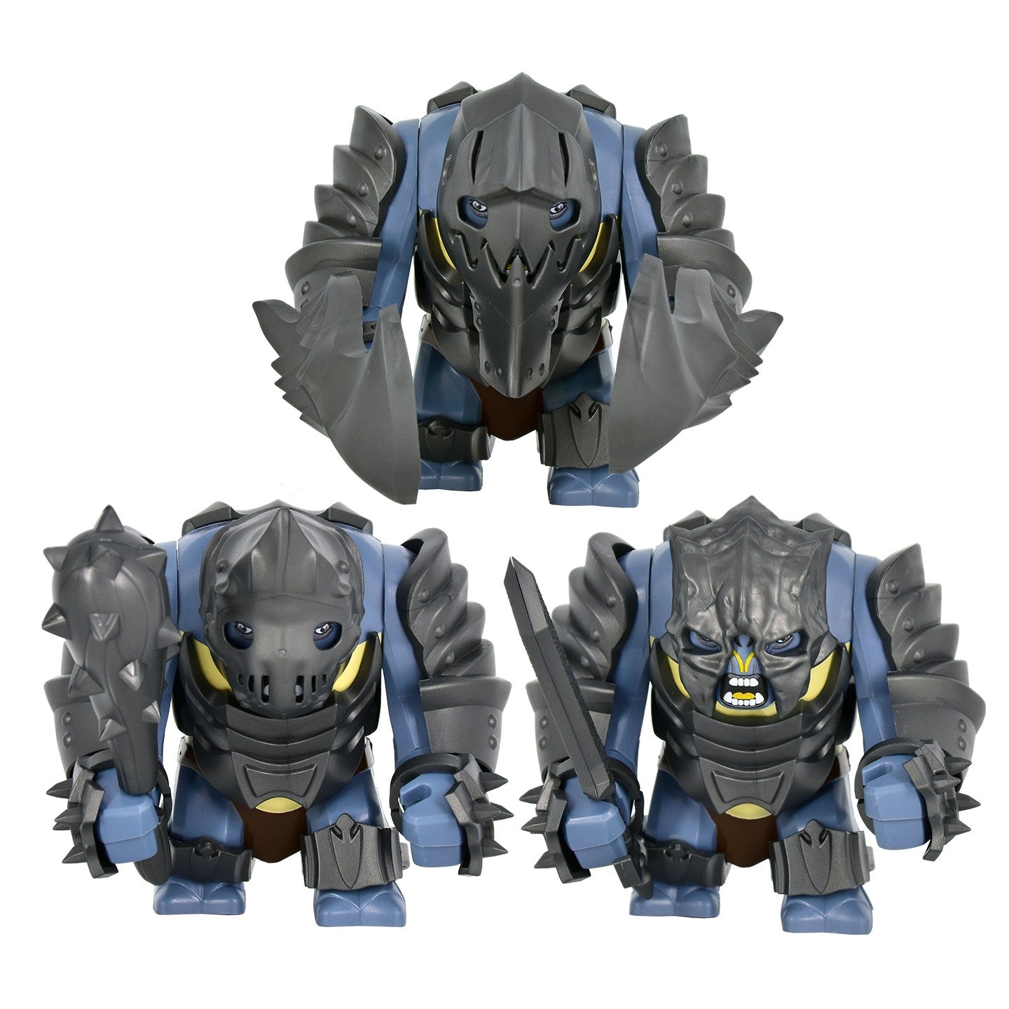 Medieval Cave Troll Building Blocks Weathered Rust Armor Rich Accessories Large Posable Brick Figure Fantasy Collectible Toy