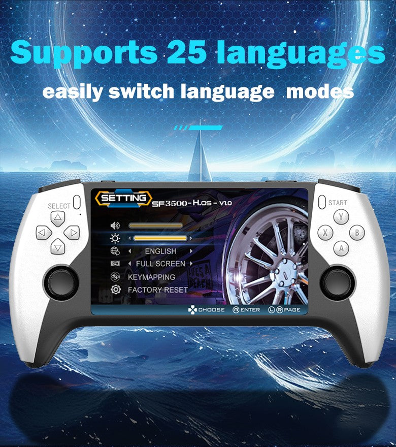 SF3500 Handheld Game Console, 5-Inch IPS Large Screen Portable Game Console, Built-in 20000+ Games, Supports FHD Output