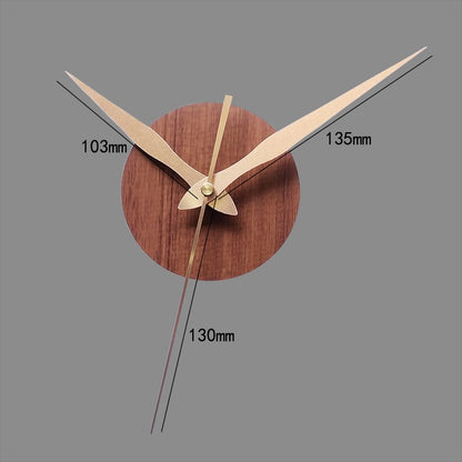Wooden Round Plastic Cover With Sweep Movement Gold Long Hands DIY Wall Clock