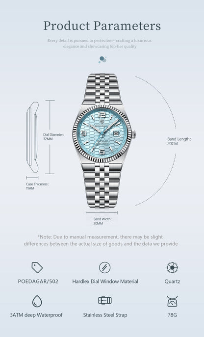 POEDAGAR Elegant Women's Watches High Quality Luxury Watch For Ladies Luminous Waterproof Date Women Quartz WristWatch Reloj+Box