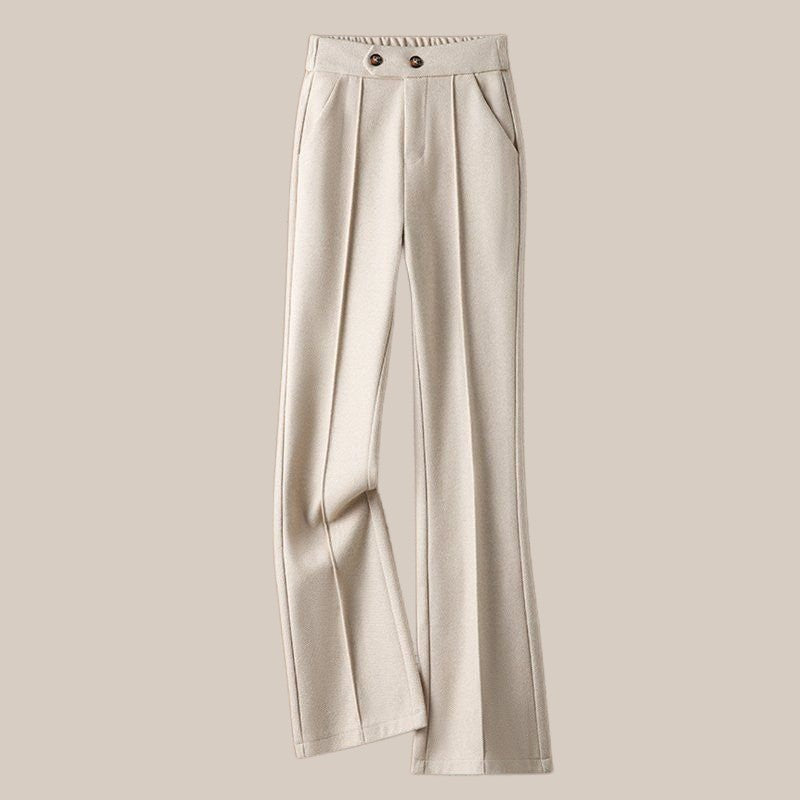 Faionable Thiened Woolen Flared Pants High Waist Casual Trousers for Women Autumn Winter New Sle Slimming Wide Leg Pants