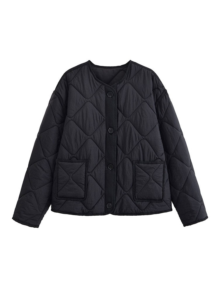 Nlzgmsj Autumn Winter Women's Solid Single-breasted O-Neck Jacket Fashion  Long Sleeve Coat  Street Casual  Short  Jacket