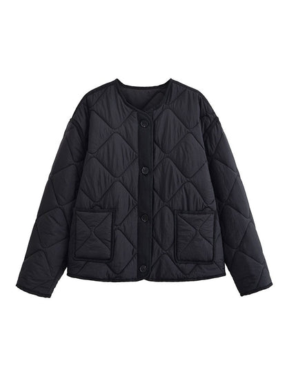 Nlzgmsj Autumn Winter Women's Solid Single-breasted O-Neck Jacket Fashion  Long Sleeve Coat  Street Casual  Short  Jacket