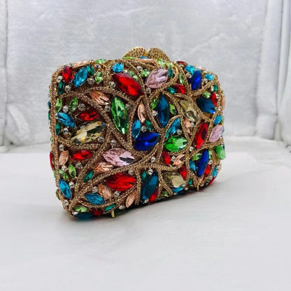 15 Colors Women Rhinestones Evening Bags Metal Diamond Mianudiere Handbag Bridal Clutches Wedding Party Stone Clutch Purse Bags