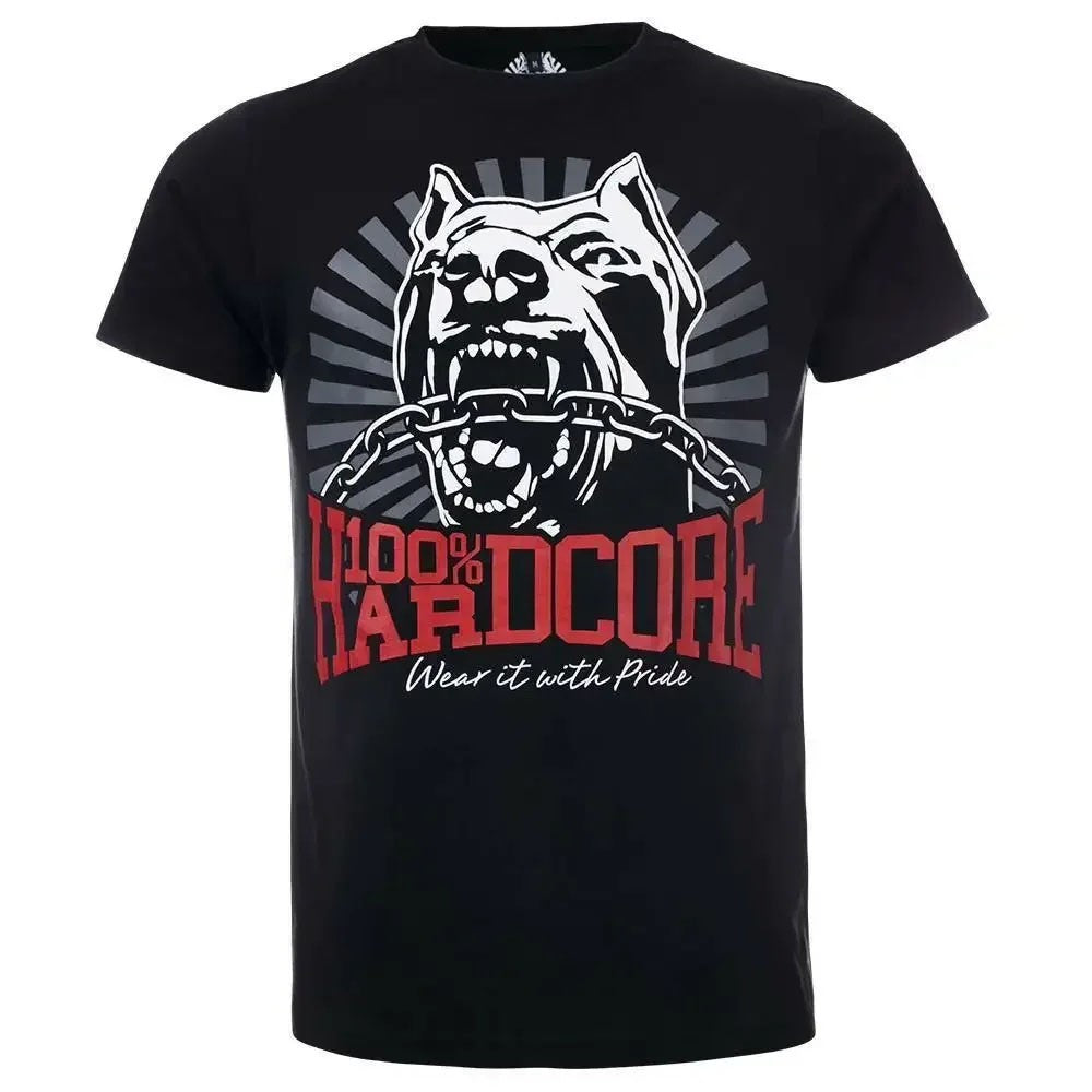 100 HARDCORE T Shirt Dog 1 Black Cotton Men Men's T-shirt Short Sleeve Tees Male Loose T-shirt
