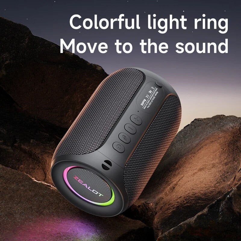 ZEALOT-S32PRO 15W Portable Bluetooth 5.2 Speaker Outdoor Waterproof Wireless TWS Mini Column Box Speaker Outdoor TF Card