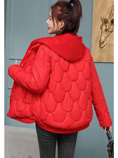 Fitshinling Fashion New In Warm Parkas Coat Outerwear Women Clothing Fake Two-piece Cotton Padded Quilted Winter Jacket Female