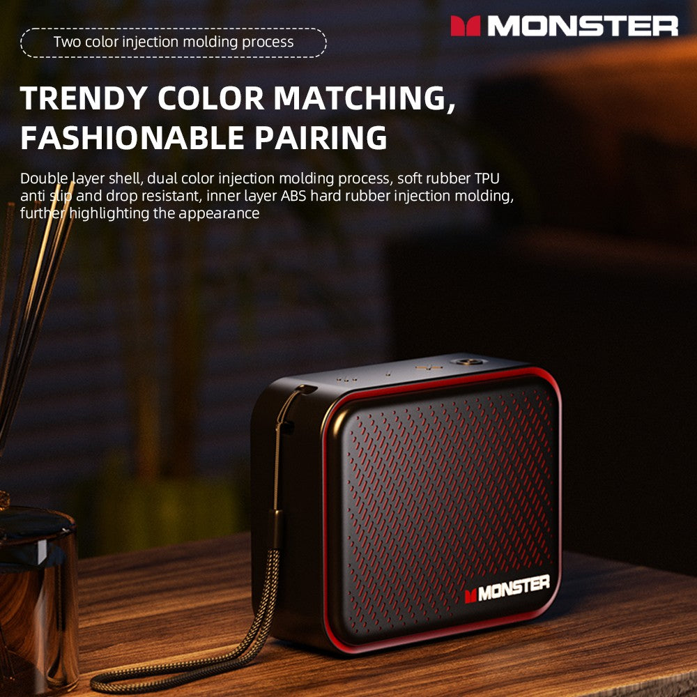 Caixa de Som Portátil Sem Fio Monster DS01 Outdoor BT V6.0 IP67 à Prova d'Água 1500mAh Mini Subwoofer de Alta Fidelidade Acústica Personalizada