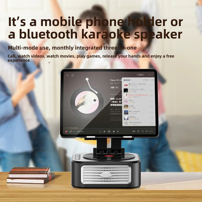 Caixa de Som Bluetooth 5.3 3 em 1 com Suporte para Tablet, Dobrável, Carregamento Power Bank para Reuniões em Vídeo e Transmissões ao Vivo