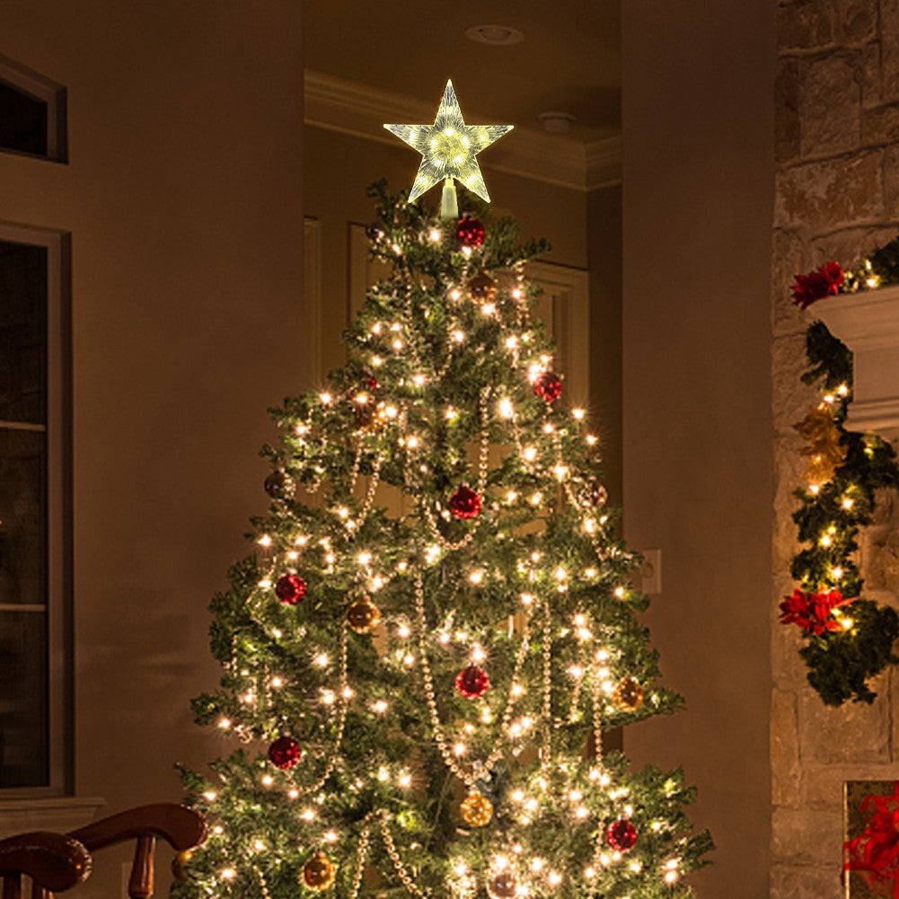 15cm Christmas Tree Top Star Light LED Glowing Star Lamp Xmas Tree Decoration Home Xmas Party Supplies Navidad Noel