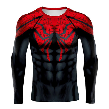 Mens Compression Shirts Long Sleeve Comics Spider Cosplay T-Shirt Superhero Tops Elastic Fitness Sportwear Halloween Clothes