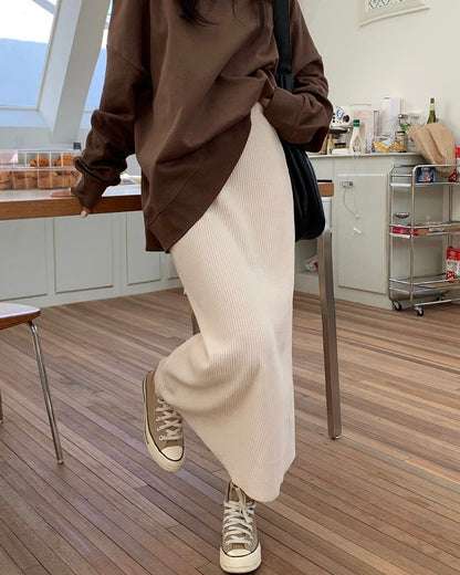 New pink autumn/winter corduroy skirt loose large size high waist slim A-line long women's skirt