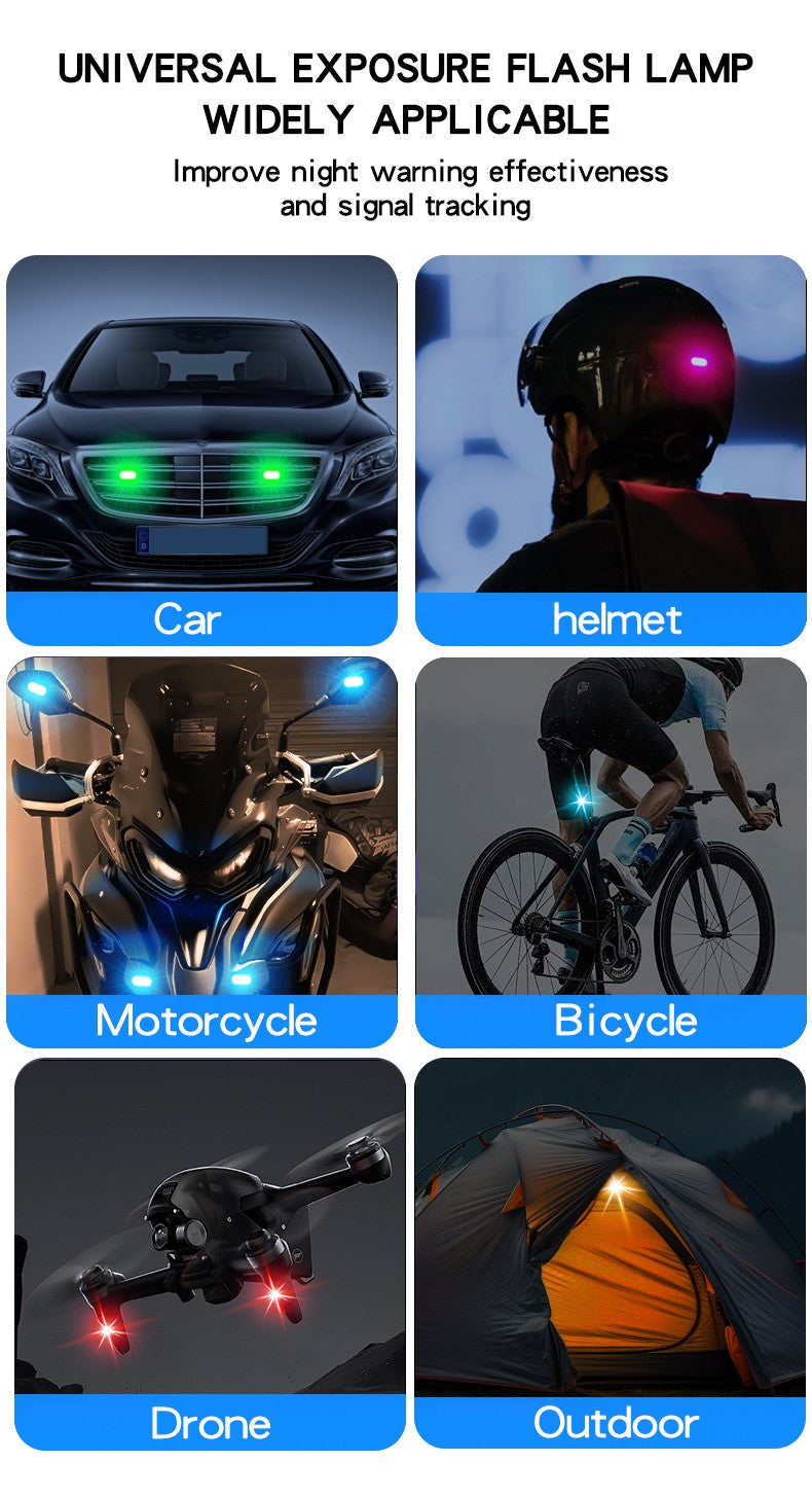 Luz Estroboscópica LED RGB Recarregável de Longa Duração, Luz de Posição de Advertência Sem Fio para Aeronaves, Helicópteros, Motocicletas, Acessórios Automotivos